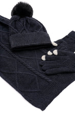 Load image into Gallery viewer, Jane Frost Beanie, Glove, and Scarf Set In Black