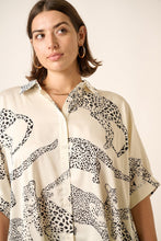 Load image into Gallery viewer, Ivory Satin Leopard Dolman Sleeve Blouse
