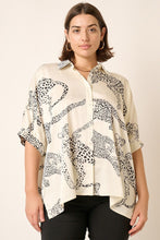 Load image into Gallery viewer, Ivory Satin Leopard Dolman Sleeve Blouse
