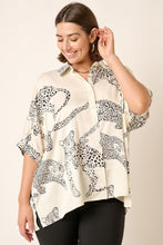 Load image into Gallery viewer, Ivory Satin Leopard Dolman Sleeve Blouse
