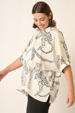 Load image into Gallery viewer, Ivory Satin Leopard Dolman Sleeve Blouse
