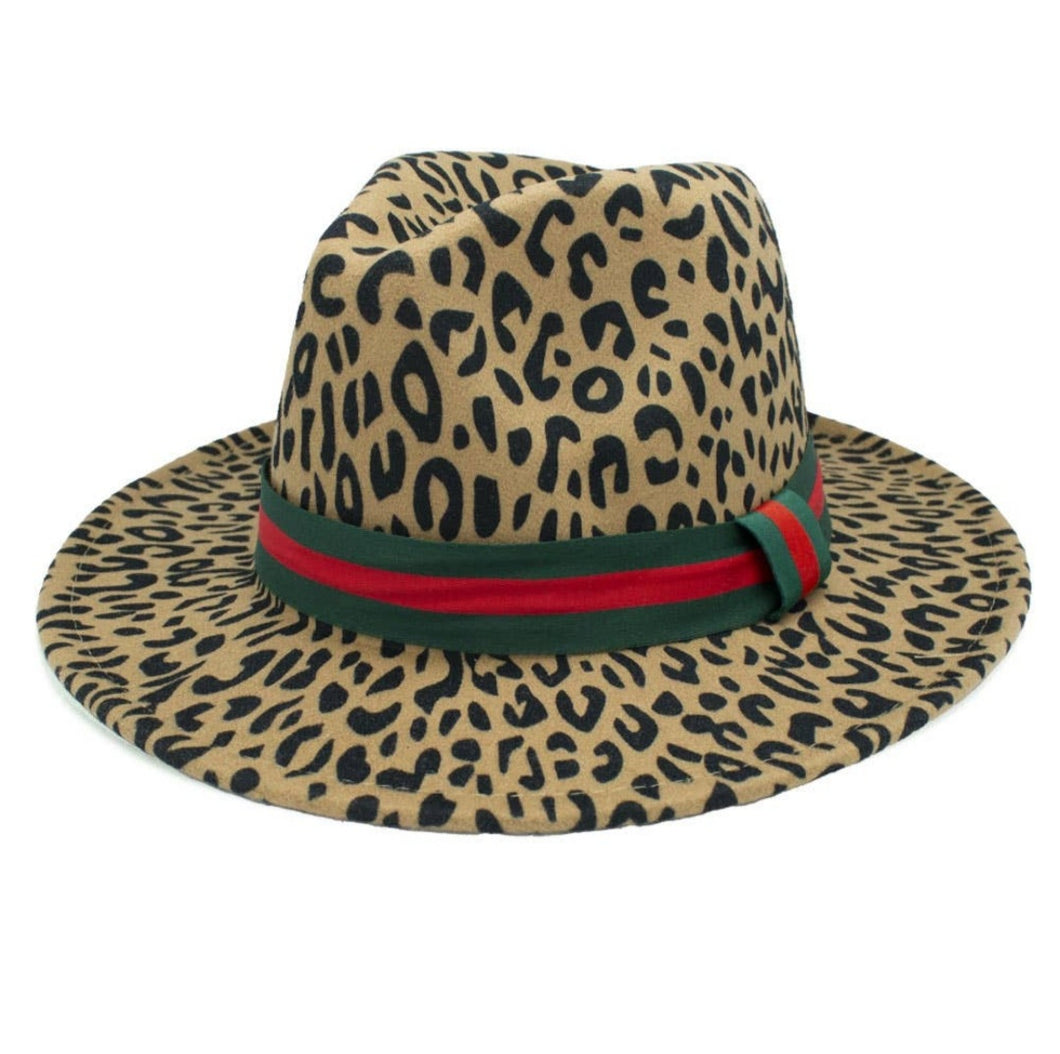 Leopard Print Pana Hat in Cream or Camel