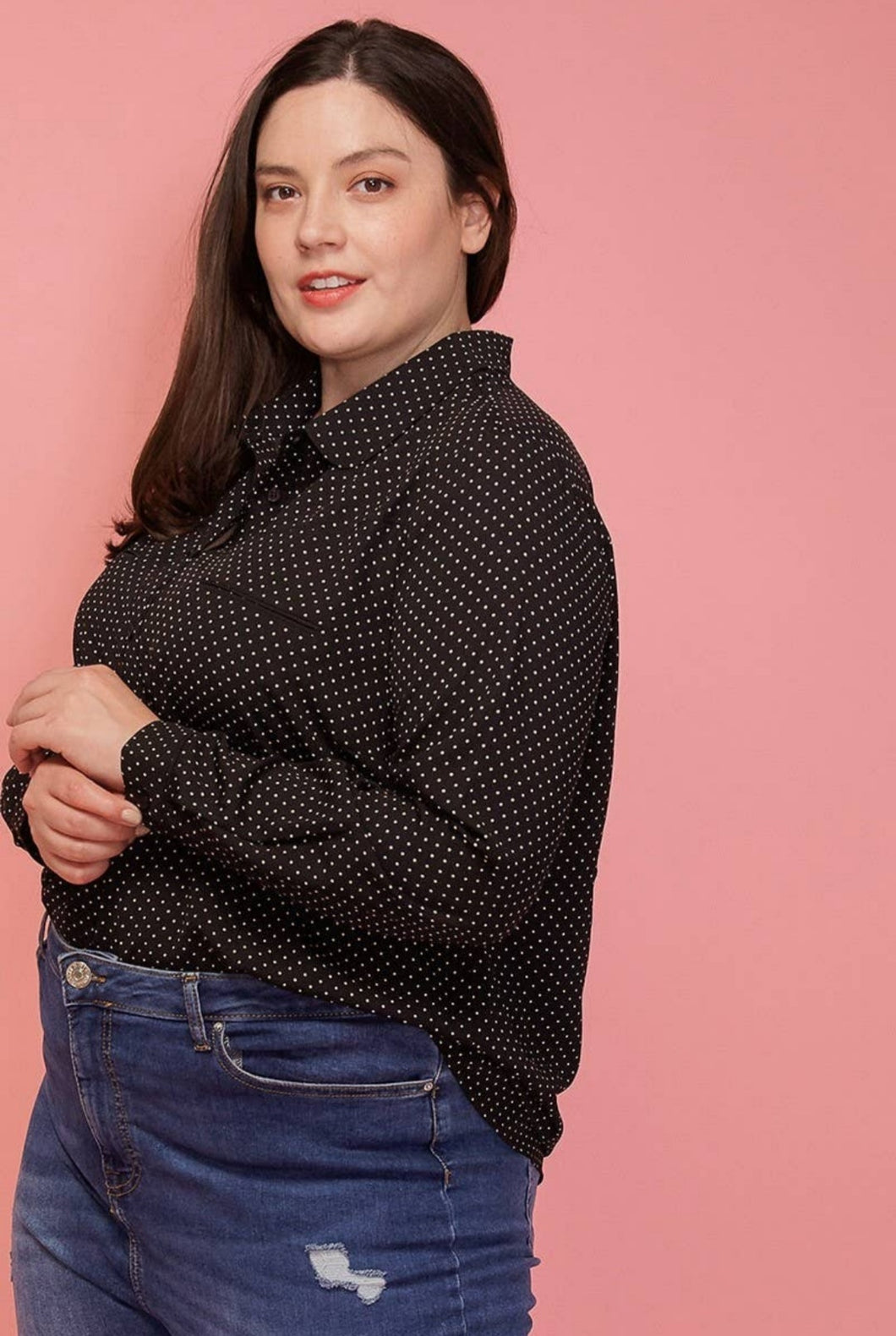 Round Collar Polka Dot Blouse