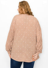 Load image into Gallery viewer, Beige Polka Dot Tunic with Bishop Sleeves
