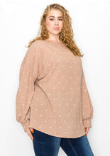 Load image into Gallery viewer, Beige Polka Dot Tunic with Bishop Sleeves
