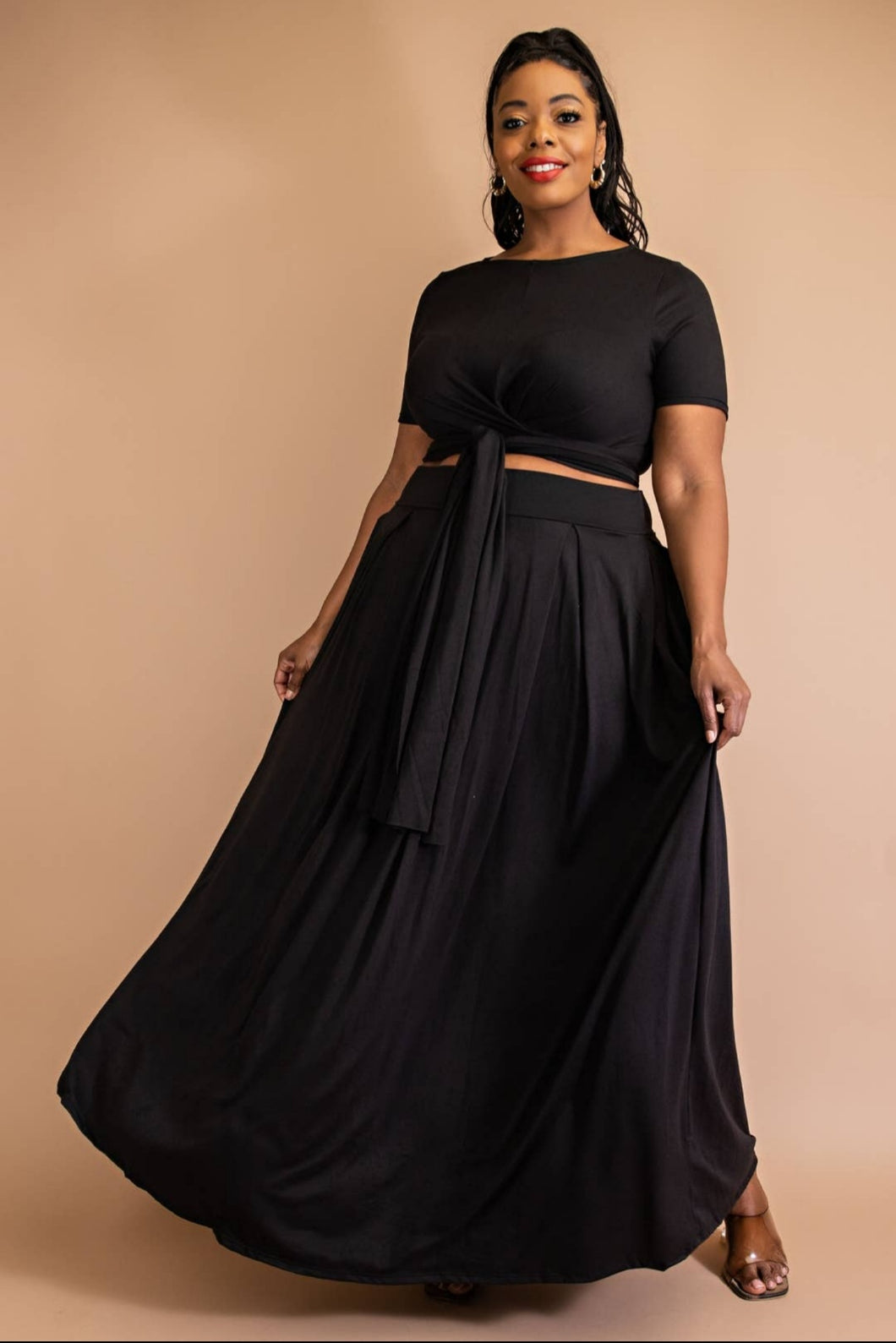 Tie Front Maxi Skirt Set