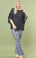 Load image into Gallery viewer, Black Opaque Ruffled Sleeve Blouse
