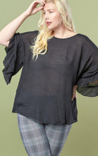 Load image into Gallery viewer, Black Opaque Ruffled Sleeve Blouse
