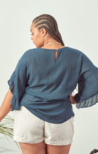 Load image into Gallery viewer, Cobalt Opaque Ruffled Sleeve Blouse
