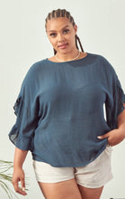 Load image into Gallery viewer, Cobalt Opaque Ruffled Sleeve Blouse
