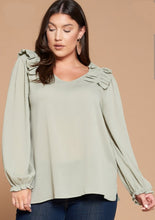 Load image into Gallery viewer, Sage Ruffled Blouse
