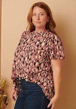 Load image into Gallery viewer, Mauve Abstract Short Sleeve Blouse
