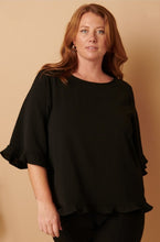 Load image into Gallery viewer, Black Delicate Ruffle Trimmed Blouse
