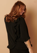 Load image into Gallery viewer, Black Delicate Ruffle Trimmed Blouse
