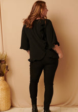 Load image into Gallery viewer, Black Delicate Ruffle Trimmed Blouse
