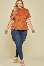 Load image into Gallery viewer, Lace and Peplum Bodice in Rust or Mauve
