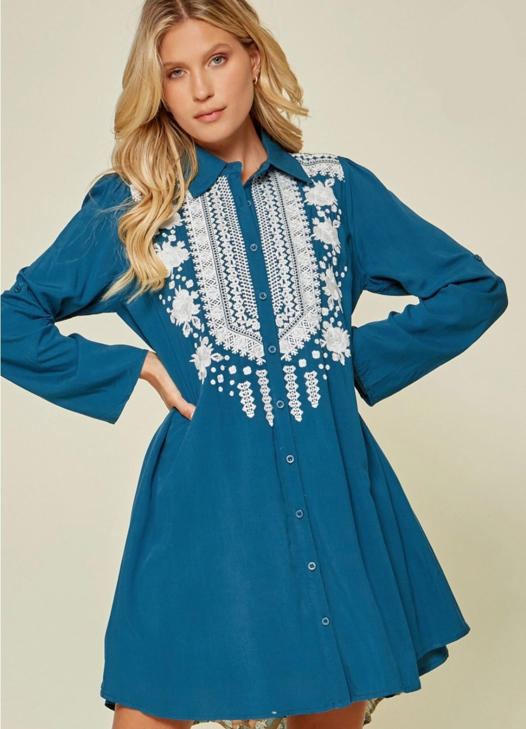 Embroidered tunic dress