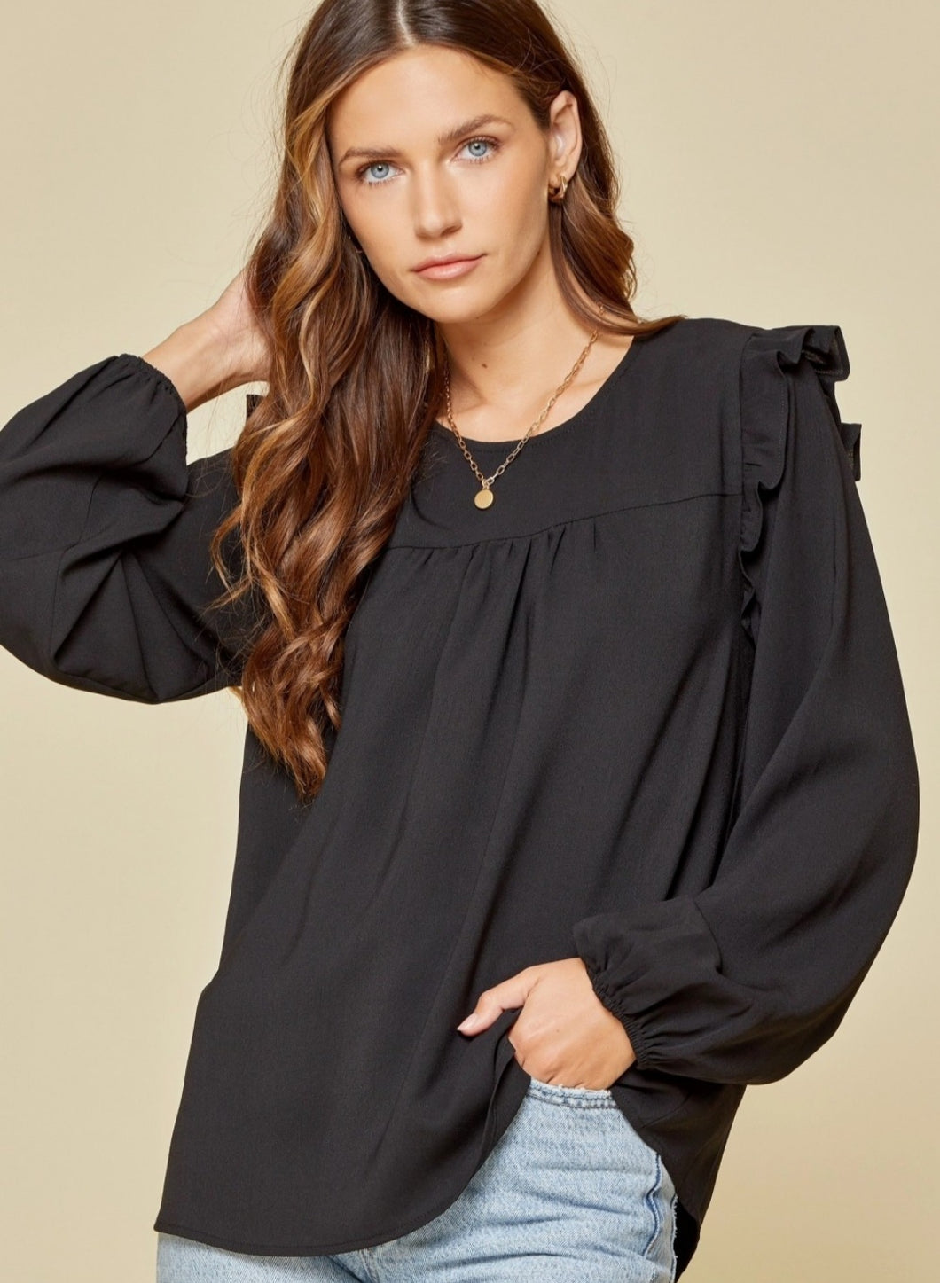 Black baby doll blouse