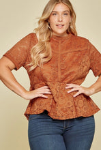 Load image into Gallery viewer, Lace and Peplum Bodice in Rust or Mauve
