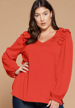 Load image into Gallery viewer, Red Ruffled Blouse
